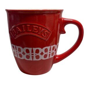 Baileys Ceramic Mug Red With Embossed Logo & Decorative White Pattern 4" Tall